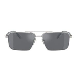 Prada Pr A57s Rectangular Silver Metal Sunglasses - NWT